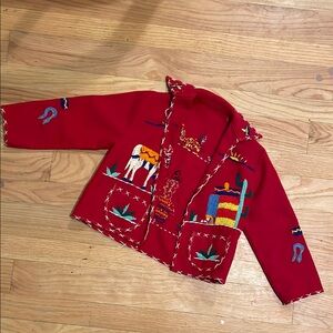 Handmade Kids Embroidered Red Jacket